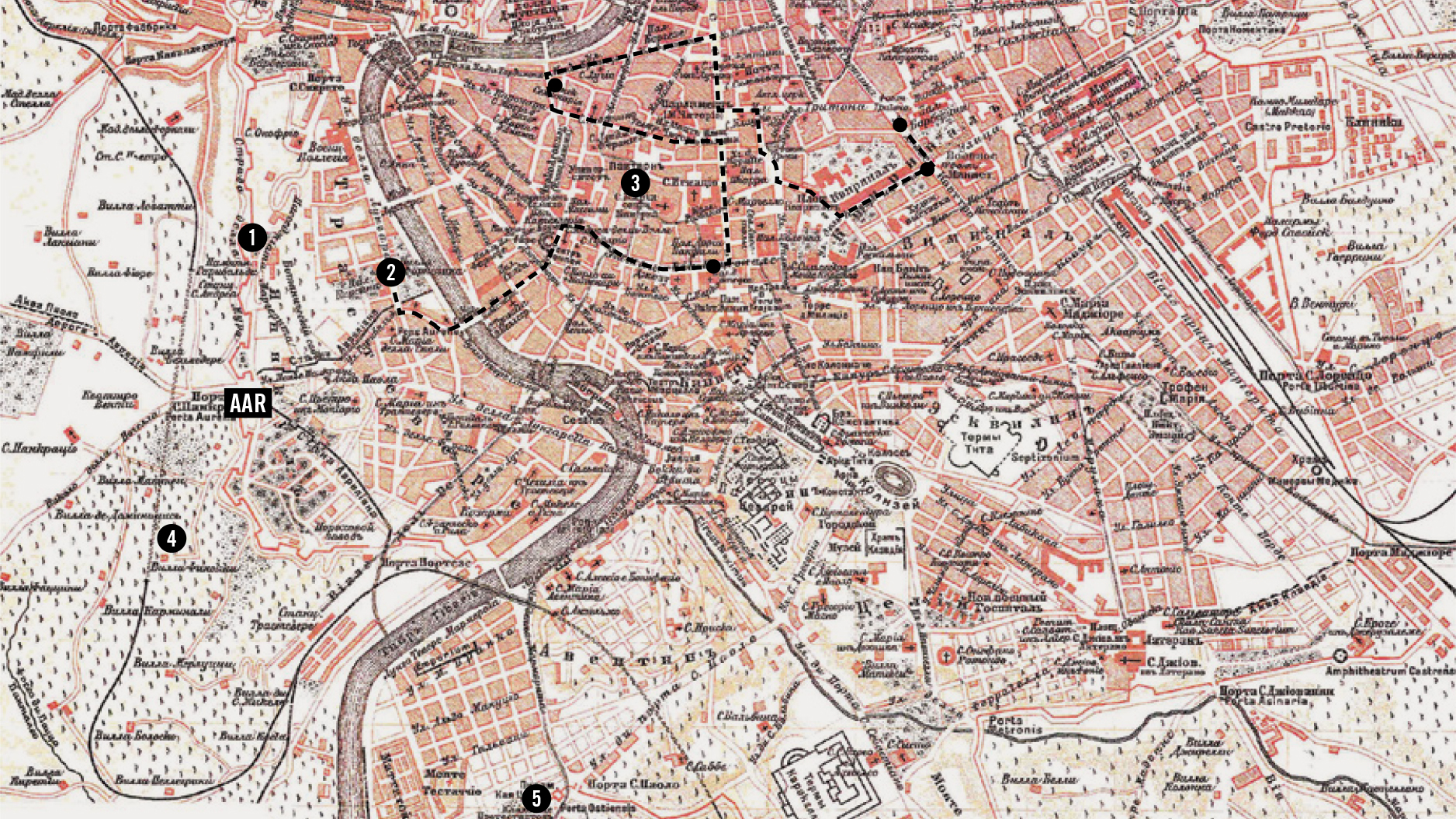 Reproduction of a map of Rome from the Baroque era