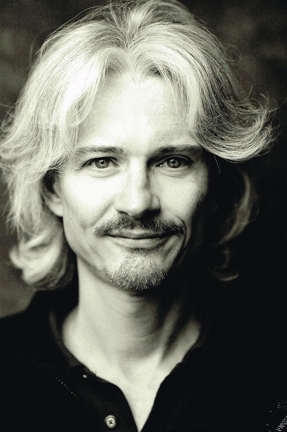 Alessio Battistella Black and white photograph of the face of Alessio Battistella