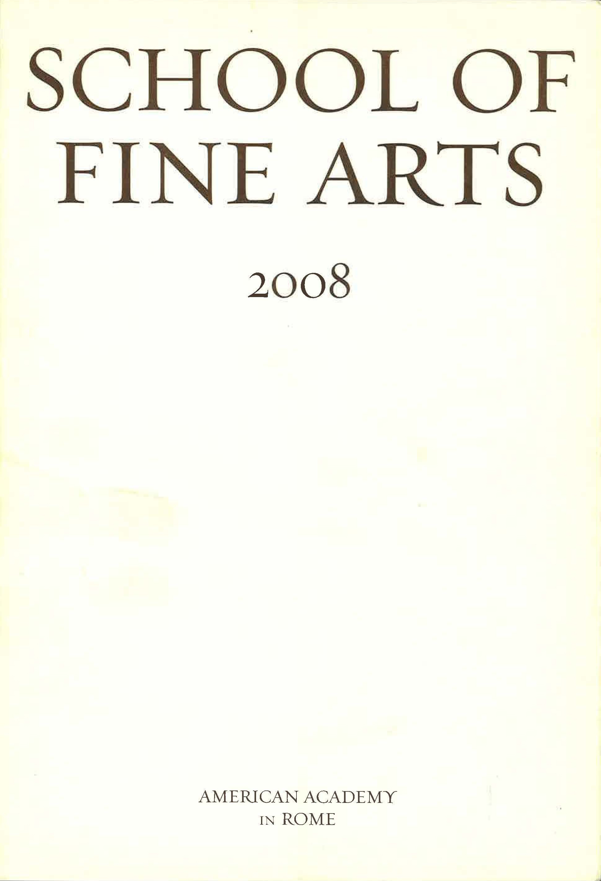 School of Fine Arts 2008 - book cover