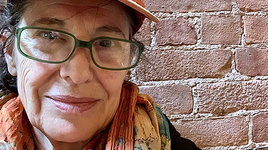 Close up view of an older light skinned woman's face