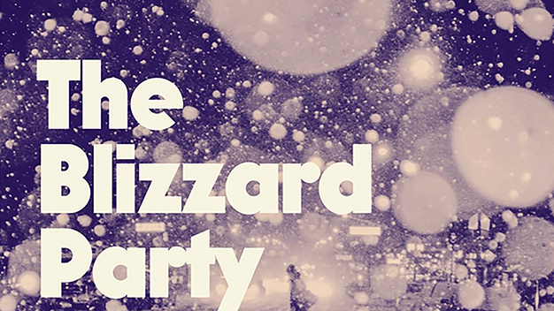 Detail of the cover of Jack Livings's book The Blizzard Party, showing a snow covered street