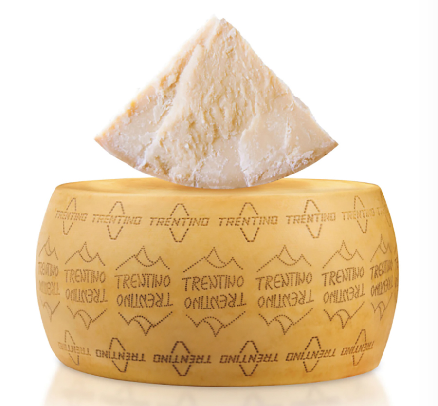 color photo of a large round block of cheese