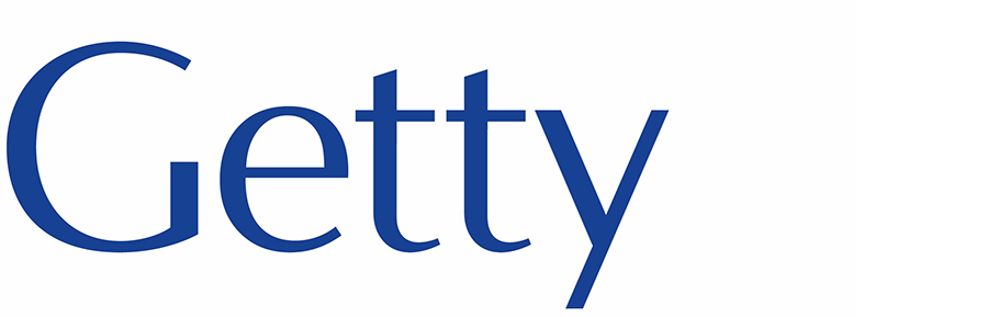 wordmark with the word Getty in blue letters against a white background