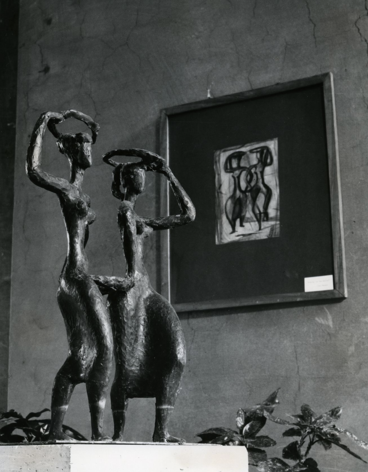 black and white image of sculpture