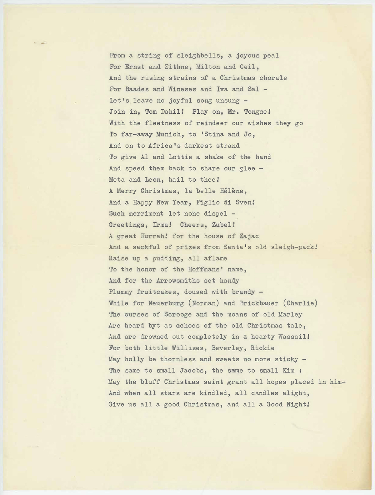 Color scan of a yellowed page with the second half of a poem