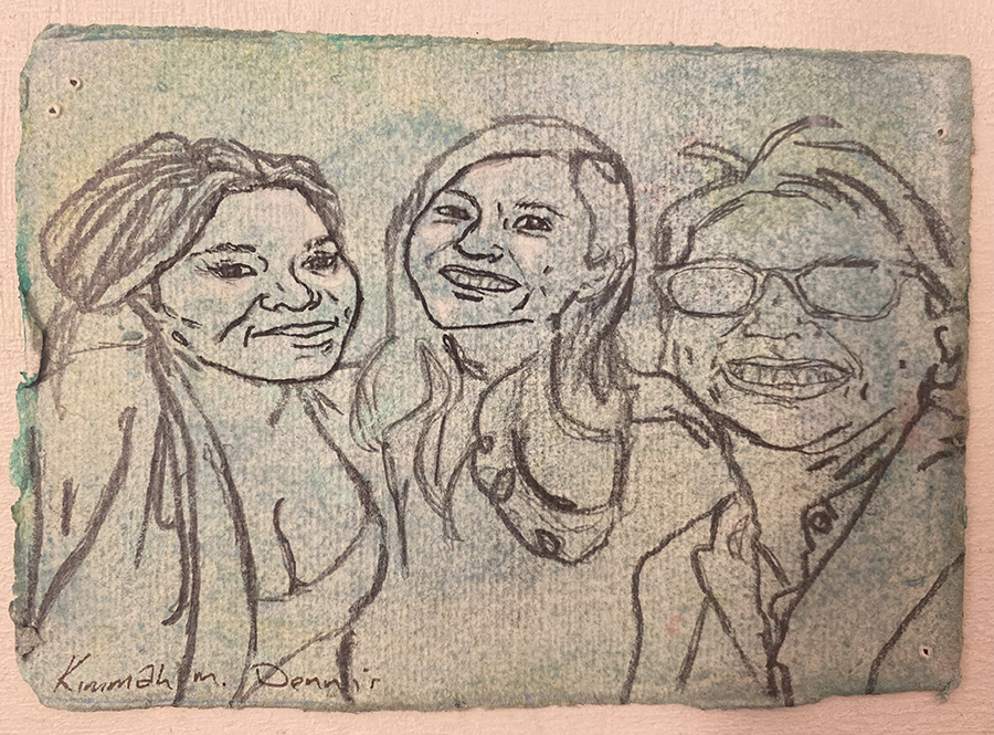 Drawing of three faces