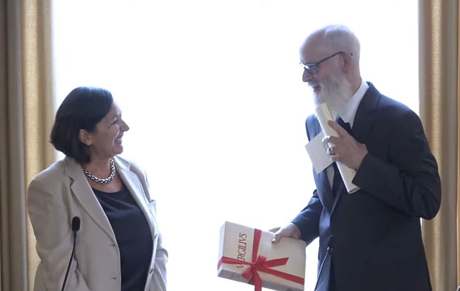 one man and woman standing