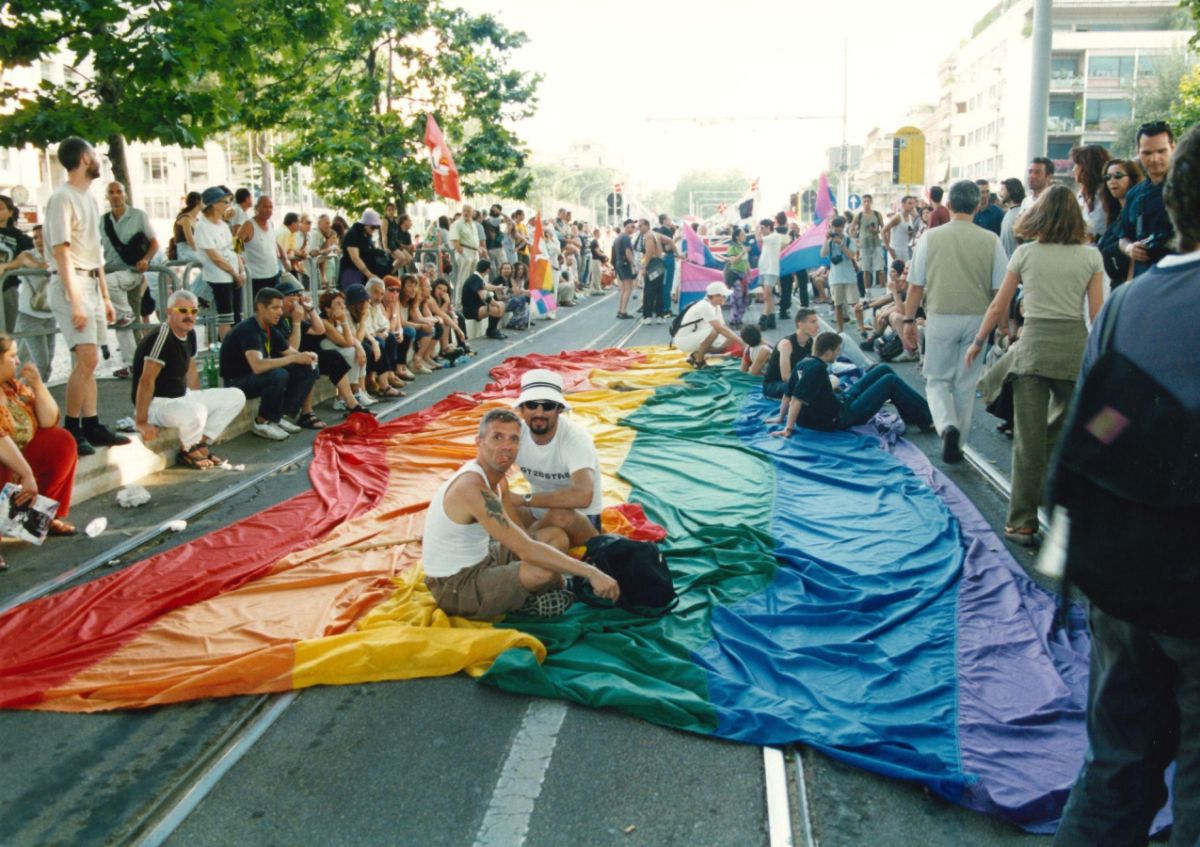 color photo of Jubilee protest in Rome in 2000