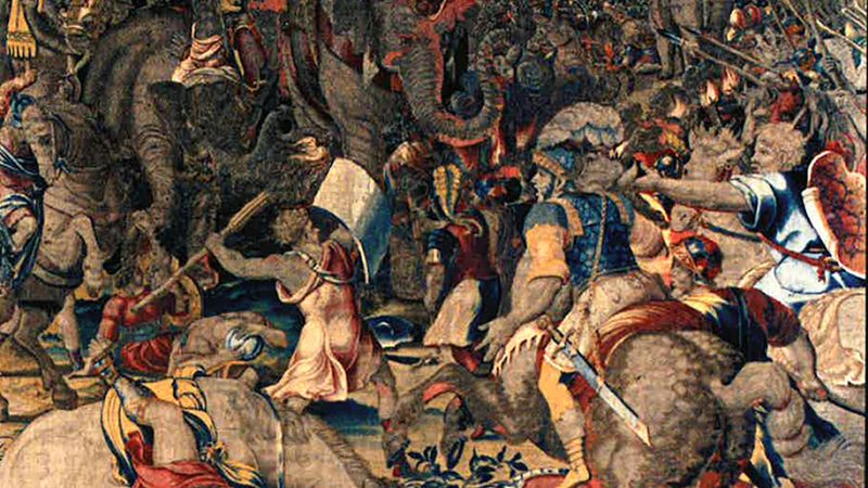 Detail of cover of the book "The 'Battle of Zama' after Giulio Romano: A Tapestry in the American Academy in Rome"