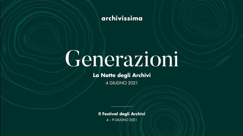 Graphic logo of the Archivissima 2021 event "Generazioni" with festival dates and title