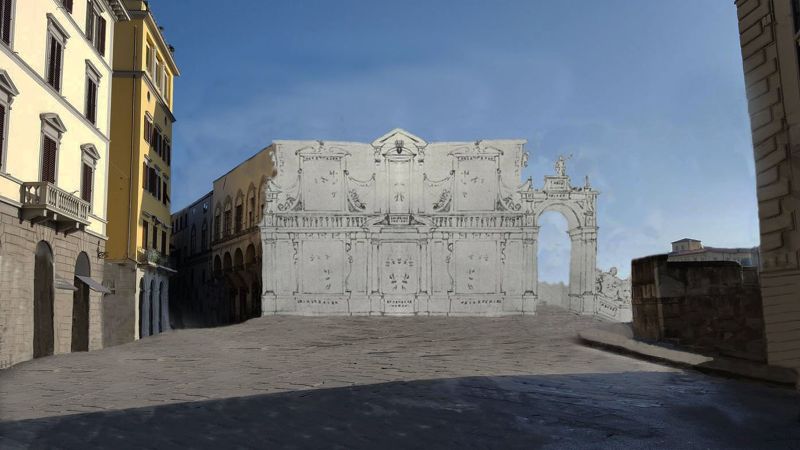 Palazzo Ricasoli in Florence with the design for the Medici wedding of 1565