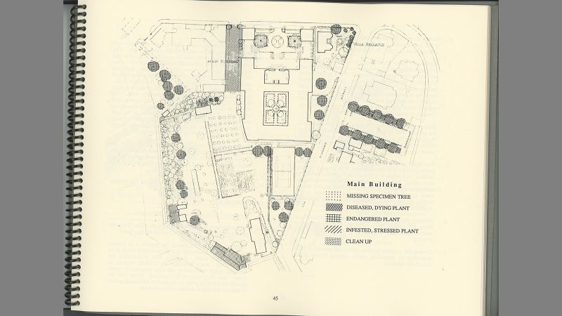 Color digital scan of a page of a report depicting a map of the Janiculum area of Rome