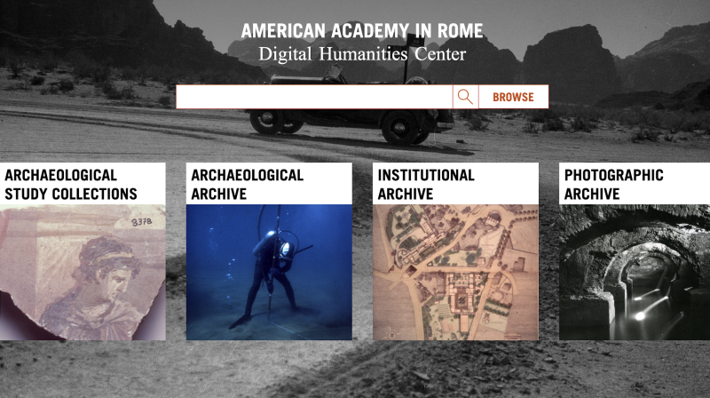 A screenshot of an image of a webpage with a search bar and several collections of digital images
