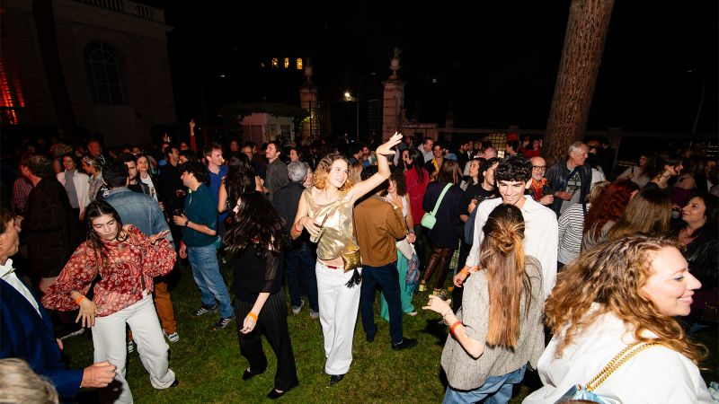 Color photo of people dancing