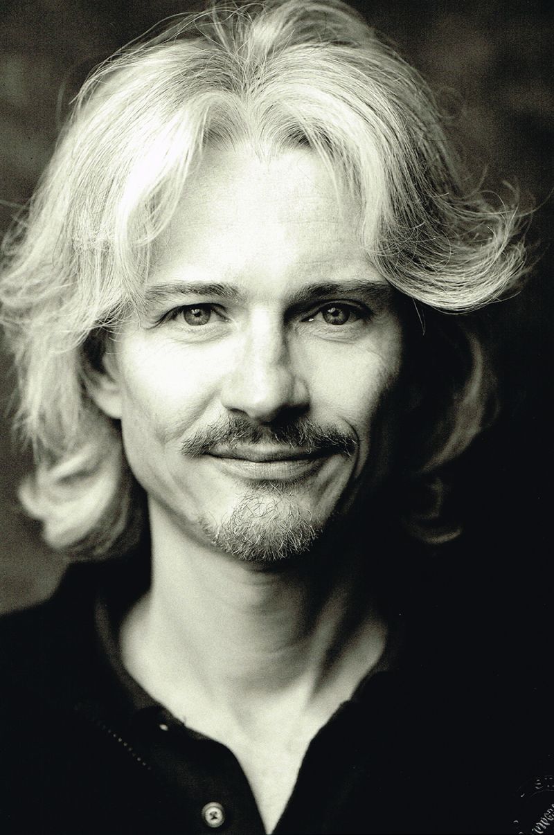 Black and white photograph of the face of Alessio Battistella